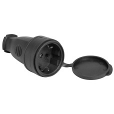 розетка штепсельна Titanum Standard із заземленням, 16А, IP44, з кришкою, чорна  ТF-SK116IP-B