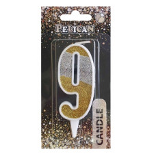 свічка для торту Pelican 7см. комбінована срібно-золота цифра "9"  867039  (12)