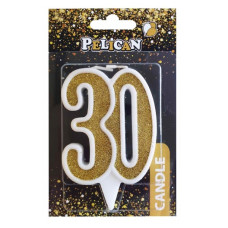 свічка для торту Pelican 7см. ювілейна золото "30"  867130  (32)