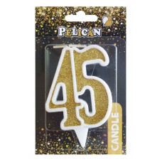 свічка для торту Pelican 7см. ювілейна золото "45"  867145  (32)