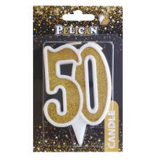свічка для торту Pelican 7см. ювілейна золото "50"  867150  (32)