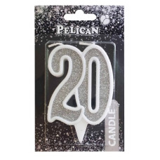 свічка для торту Pelican 7см. ювілейна срібло "20"  867220  (32)