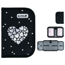 пенал Kite Black&Silver 20,5х14х4см., 1 відділення, 2 відвороти  К26-622-5  (48)