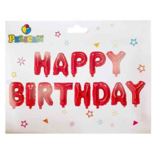 набір кульок-літер фольгованих Pelican "Happy Birthday" 13шт. 40см. червоні  837108